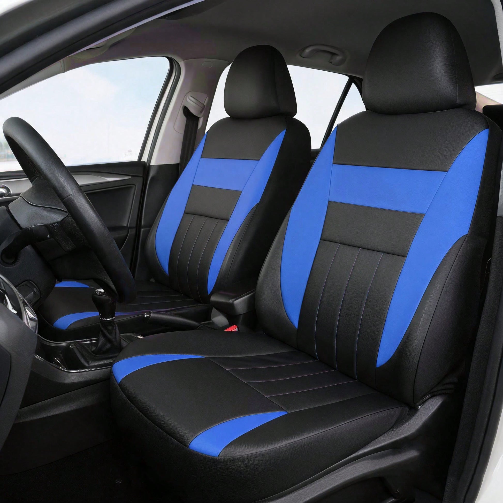 Front 2 Seats Leather Full Coverage Car Seat Covers, Car Seat Covers, Seat Cushions, Dustproof, Waterproof, Protect Original Car Seats, Universal Fit For Most Car Models, All-Season