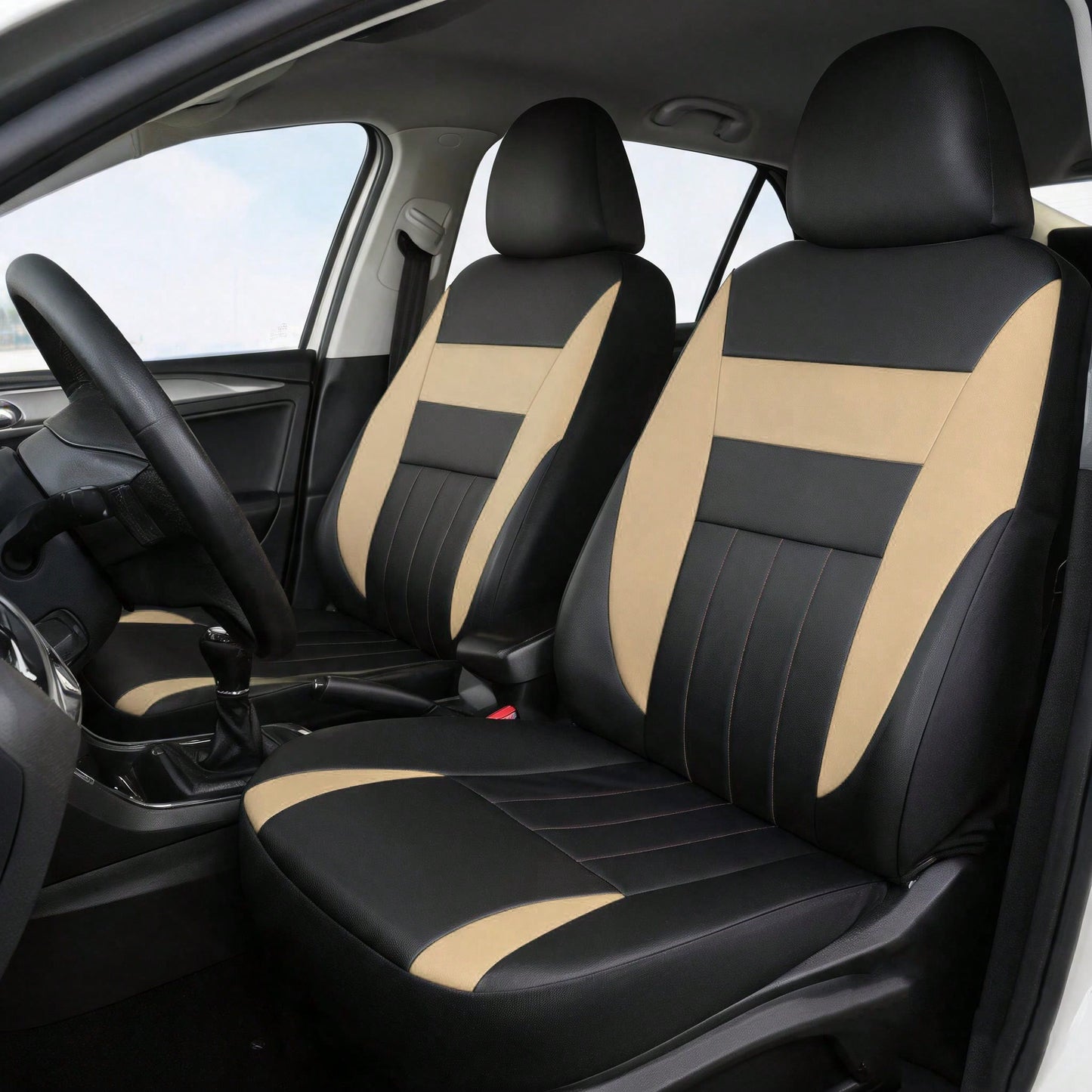 Front 2 Seats Leather Full Coverage Car Seat Covers, Car Seat Covers, Seat Cushions, Dustproof, Waterproof, Protect Original Car Seats, Universal Fit For Most Car Models, All-Season