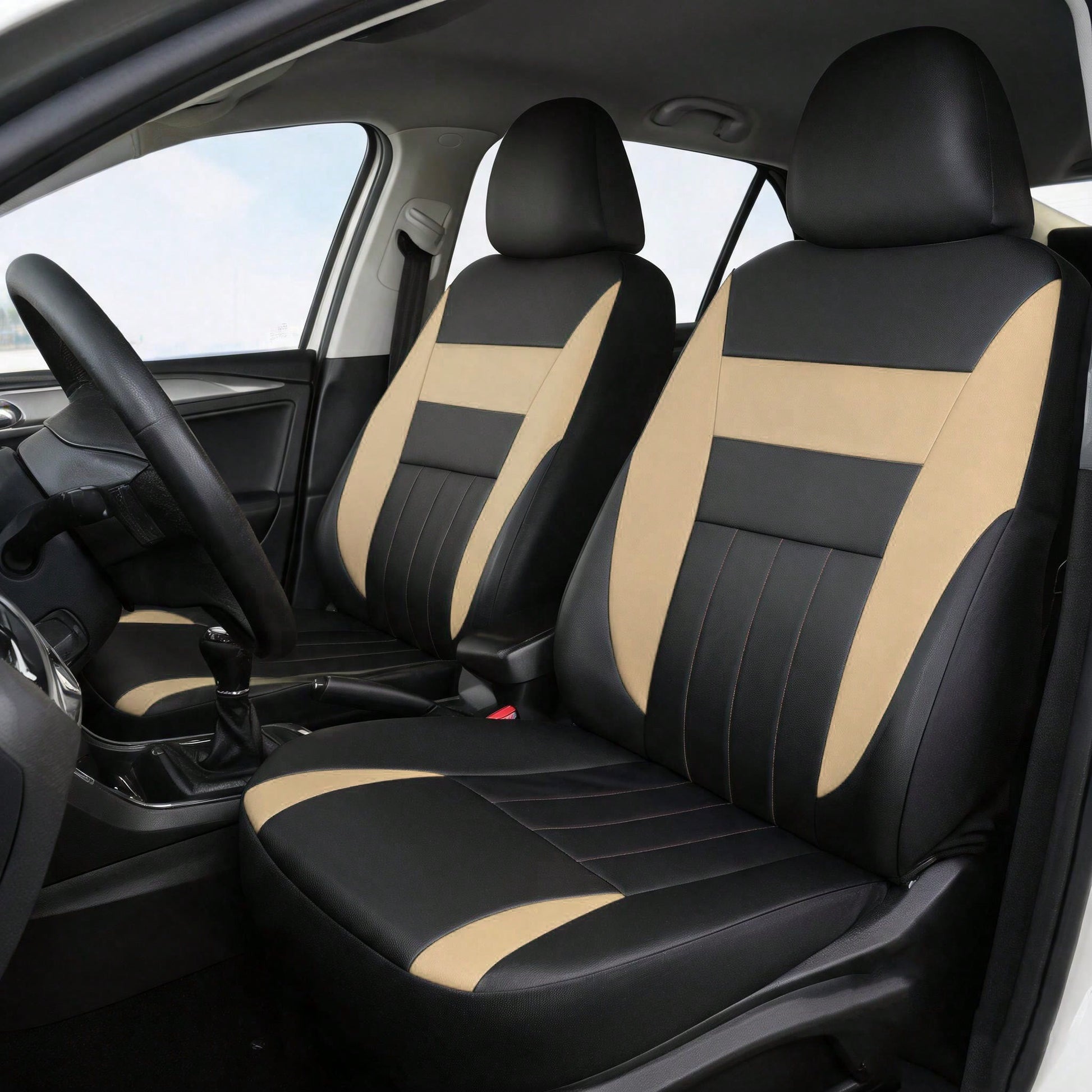 Front 2 Seats Leather Full Coverage Car Seat Covers, Car Seat Covers, Seat Cushions, Dustproof, Waterproof, Protect Original Car Seats, Universal Fit For Most Car Models, All-Season
