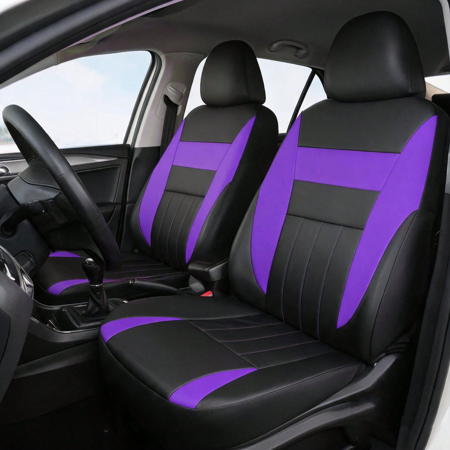 Front 2 Seats Leather Full Coverage Car Seat Covers, Car Seat Covers, Seat Cushions, Dustproof, Waterproof, Protect Original Car Seats, Universal Fit For Most Car Models, All-Season