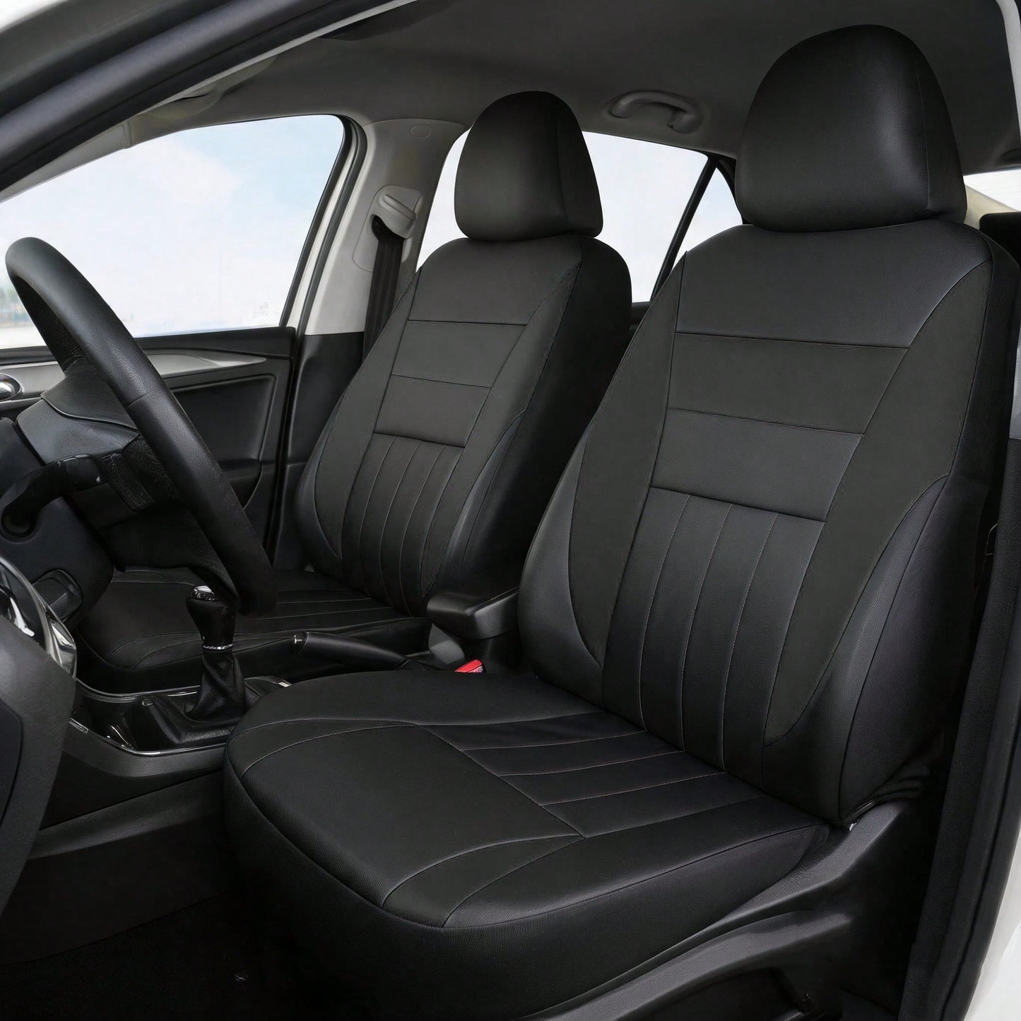 Front 2 Seats Leather Full Coverage Car Seat Covers, Car Seat Covers, Seat Cushions, Dustproof, Waterproof, Protect Original Car Seats, Universal Fit For Most Car Models, All-Season