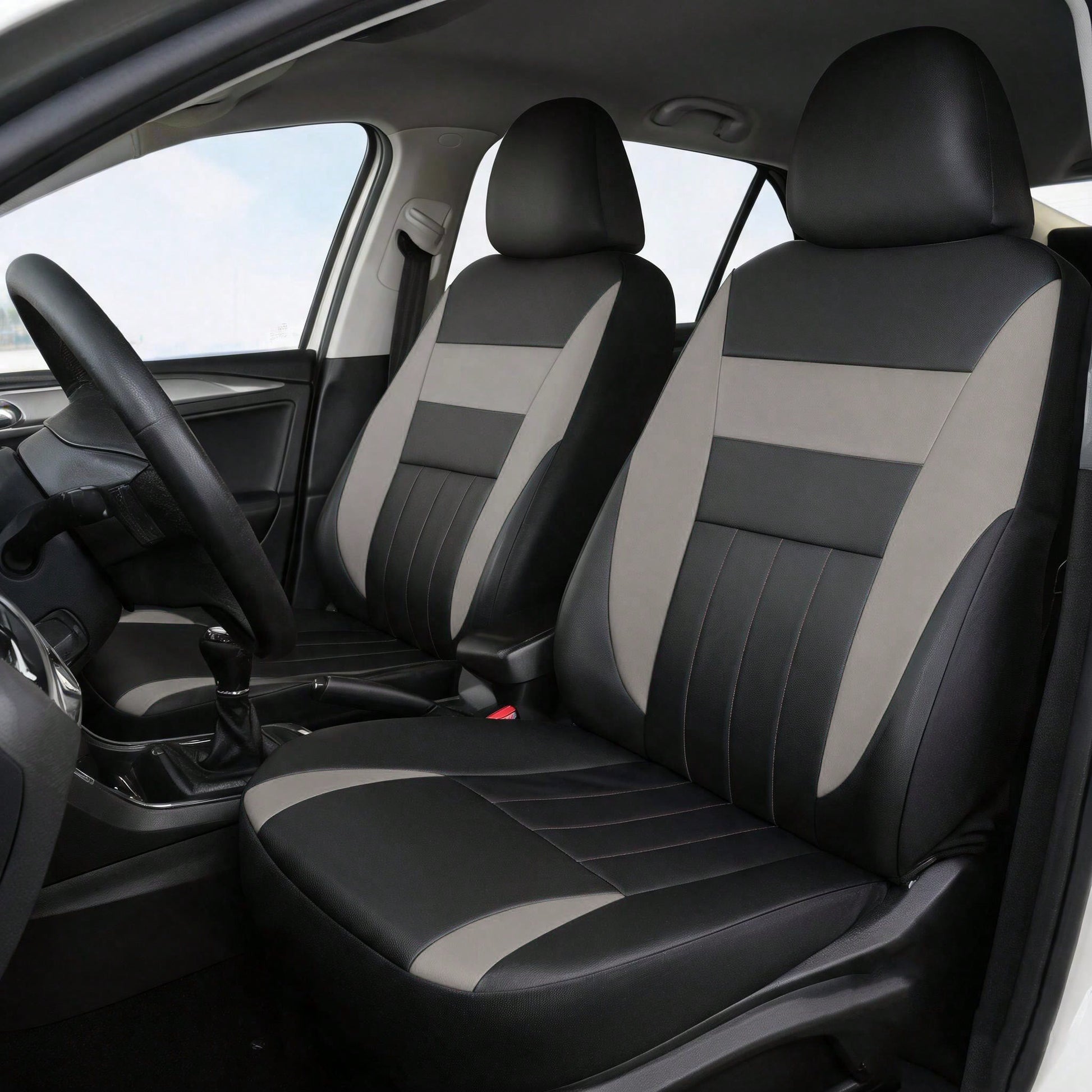 Front 2 Seats Leather Full Coverage Car Seat Covers, Car Seat Covers, Seat Cushions, Dustproof, Waterproof, Protect Original Car Seats, Universal Fit For Most Car Models, All-Season