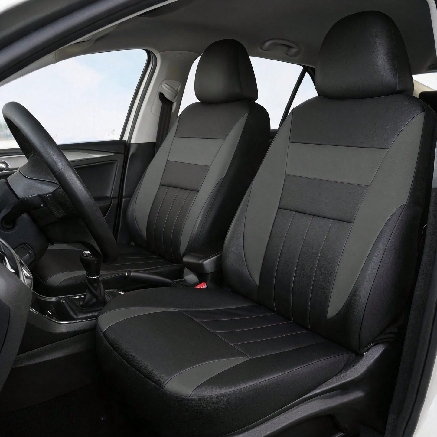 Front 2 Seats Leather Full Coverage Car Seat Covers, Car Seat Covers, Seat Cushions, Dustproof, Waterproof, Protect Original Car Seats, Universal Fit For Most Car Models, All-Season