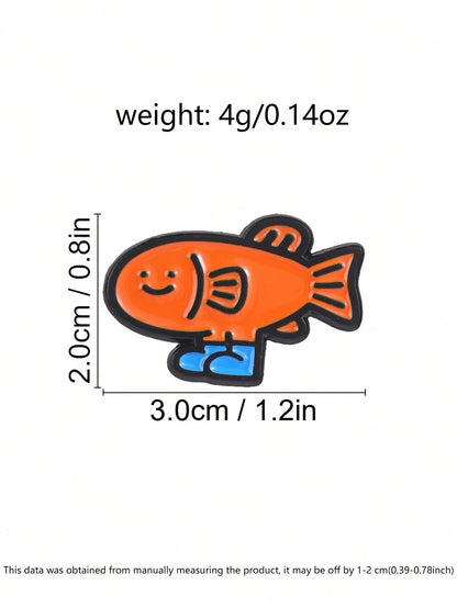 Funny Fish With Shoes Enamel Pin, Cute Cartoon Brooch, Unique Accessory For Clothing & Bags, Perfect Gift Idea