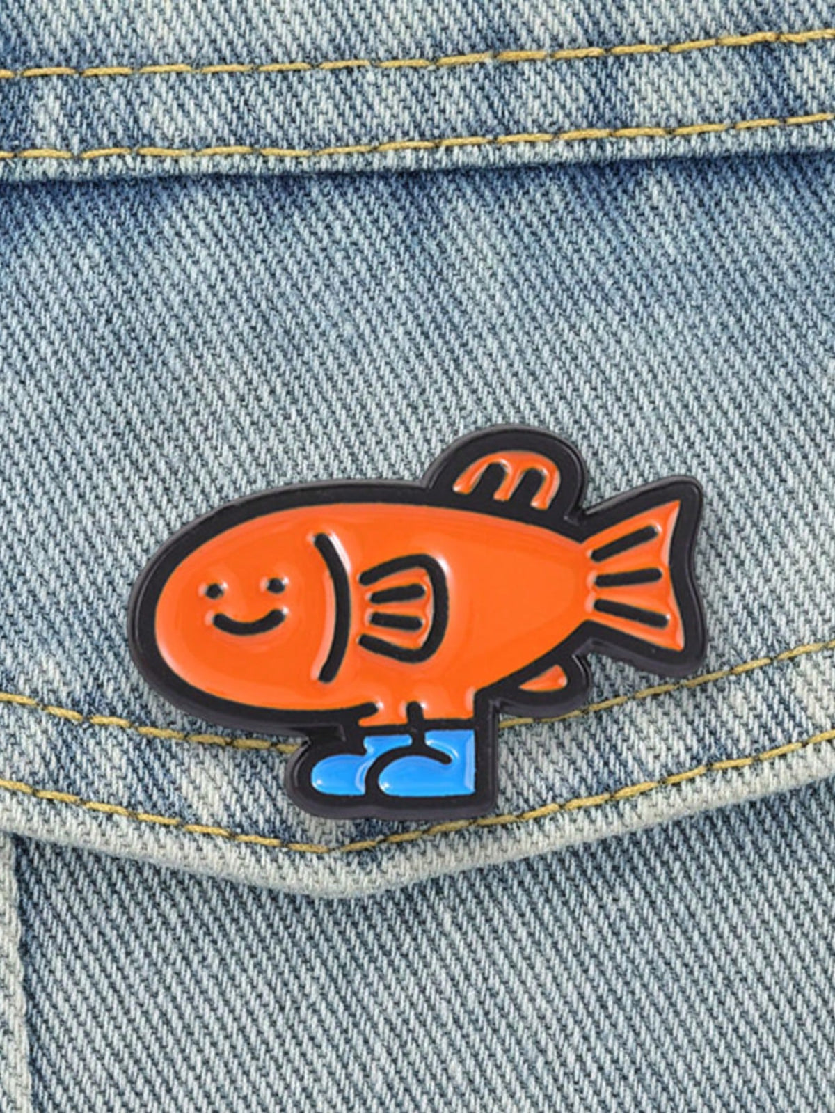Funny Fish With Shoes Enamel Pin, Cute Cartoon Brooch, Unique Accessory For Clothing & Bags, Perfect Gift Idea