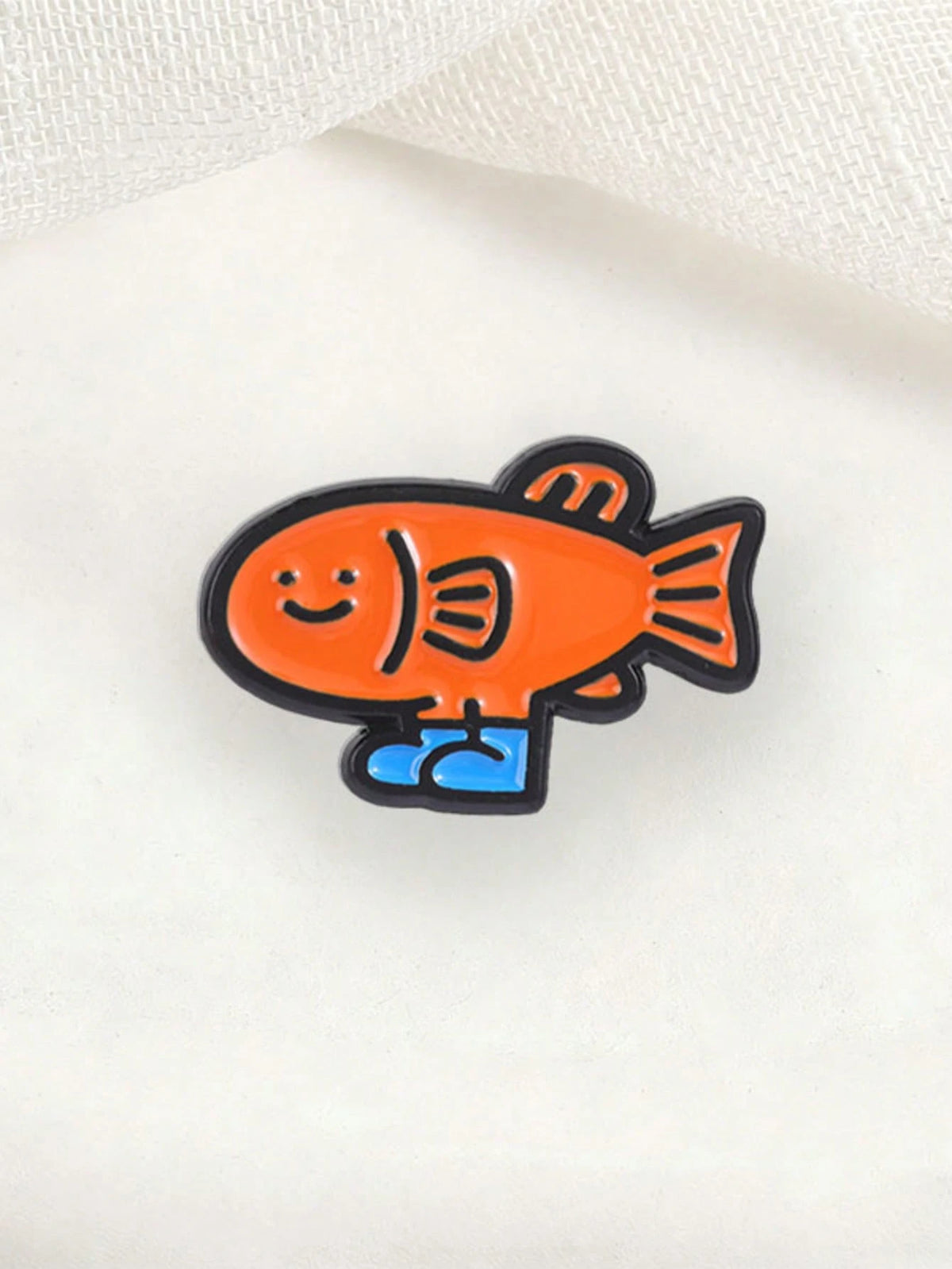 Funny Fish With Shoes Enamel Pin, Cute Cartoon Brooch, Unique Accessory For Clothing & Bags, Perfect Gift Idea