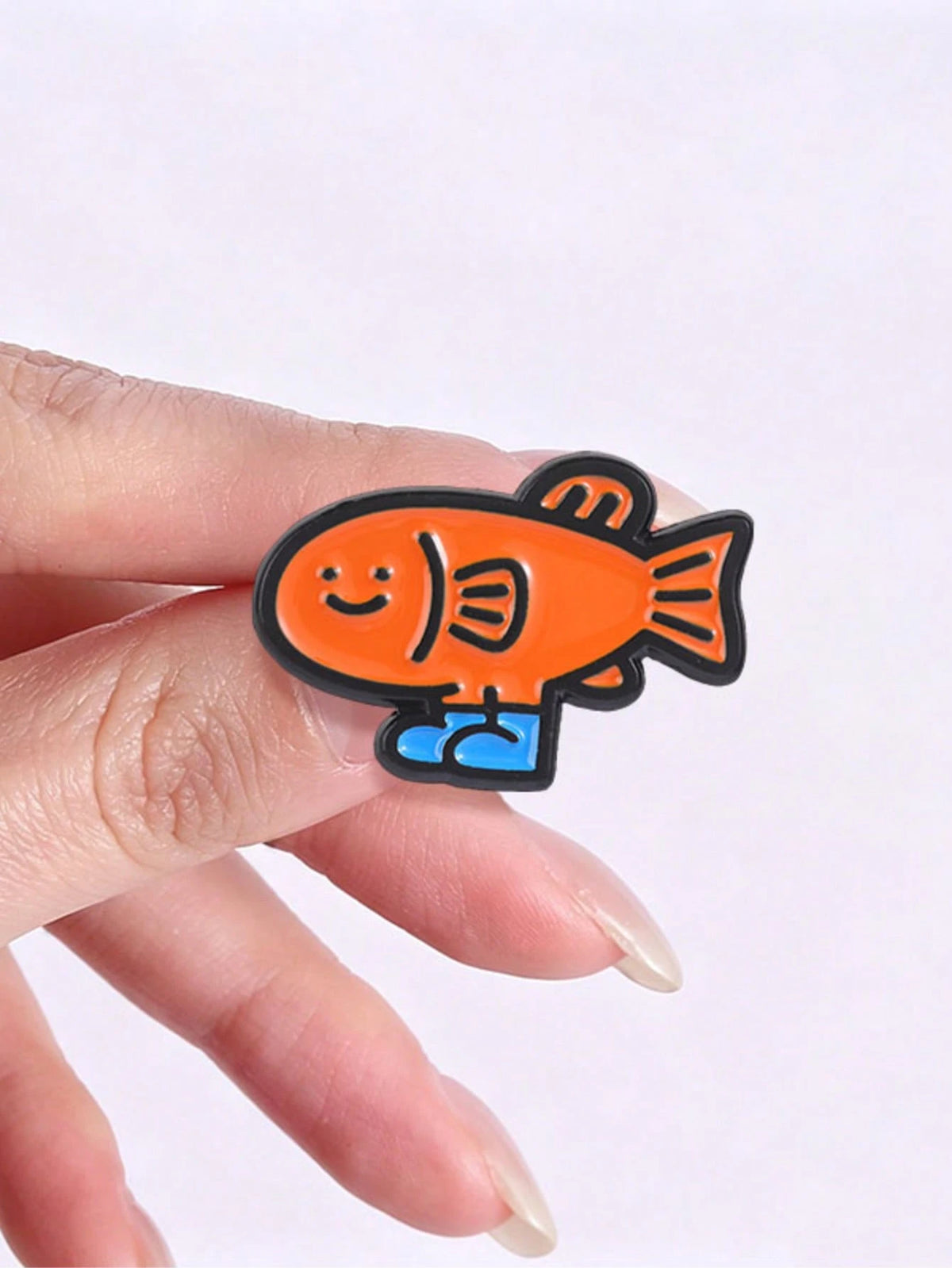 Funny Fish With Shoes Enamel Pin, Cute Cartoon Brooch, Unique Accessory For Clothing & Bags, Perfect Gift Idea