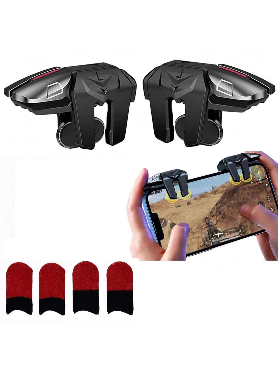 Game Controller Mobile Game Triggers For P UBG/Knives Out/COD/Rules Of Survival Double Click With 4 Fiber Sensitive Finger Gloves For All IPhone, IPad,Android Phone,And Most Smartphone Gifts For Famil