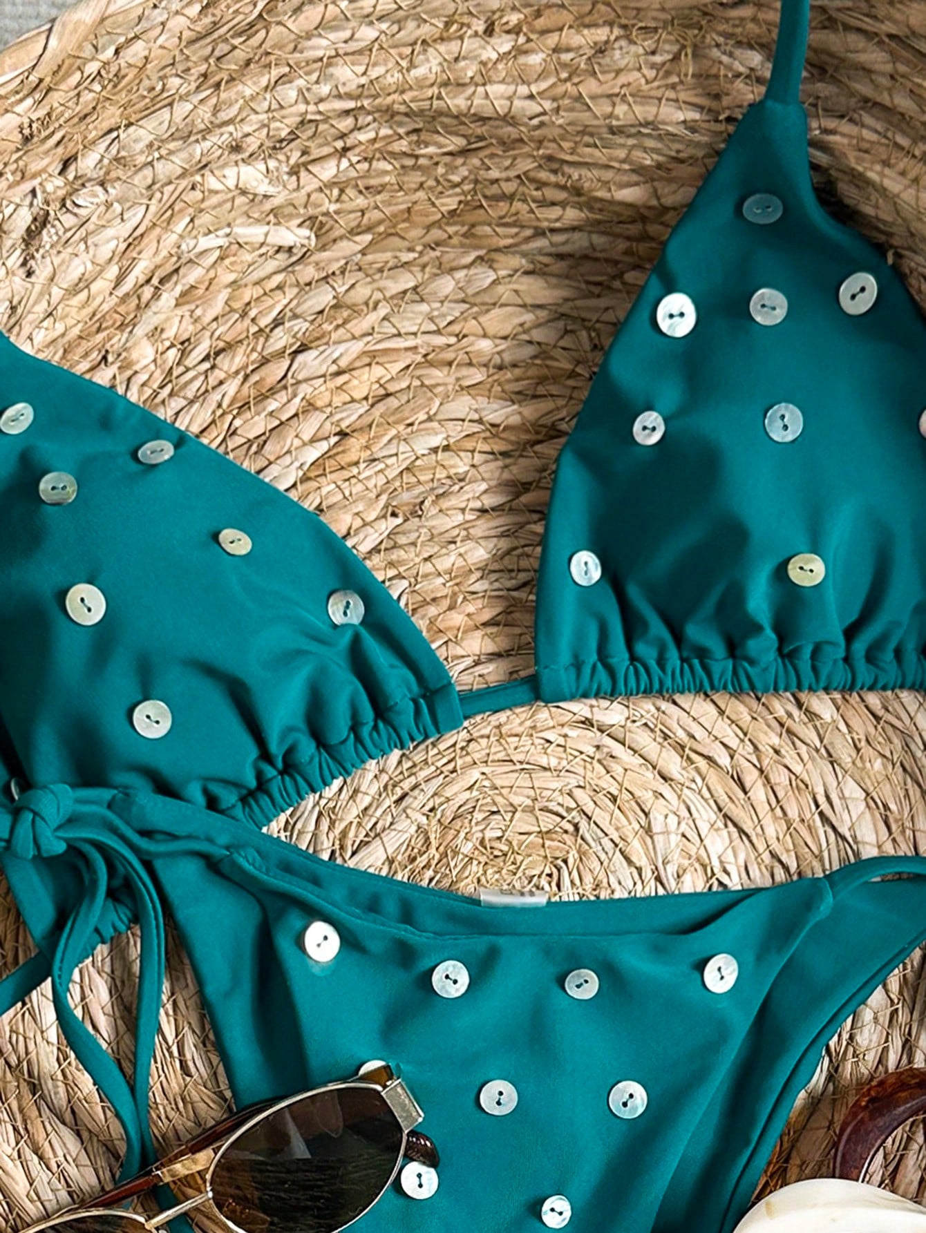 Geometric & Tropical Floral Print Casual Cute Elegant Sexy Bohemian Style Tie Front Bikini Swimwear Set For Women, Summer Beach Vacation, Resort Wear