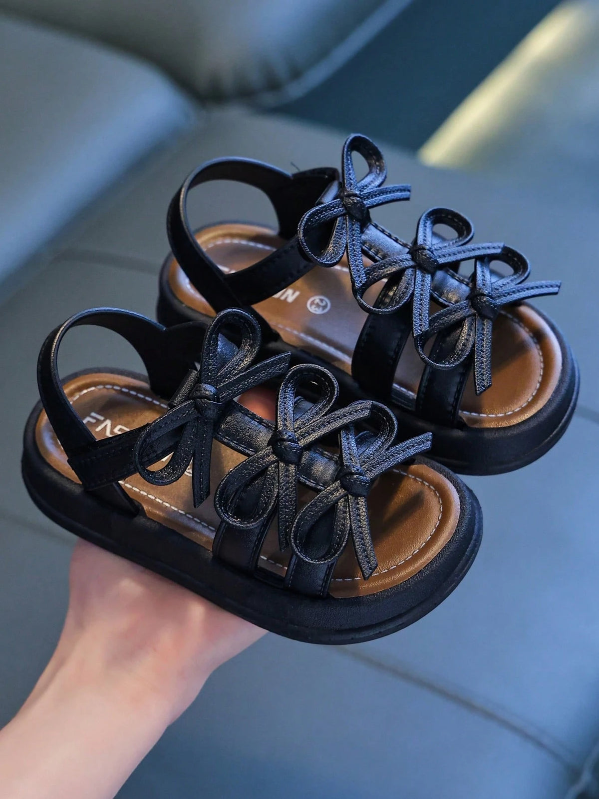 Girls' Sandals Beach Shoes Spring Summer New Sweet Bow Fashion Versatile Indoor Soft Sole Comfortable