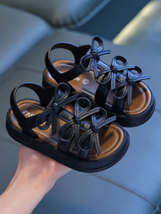 Girls' Sandals Beach Shoes Spring Summer New Sweet Bow Fashion Versatile Indoor Soft Sole Comfortable