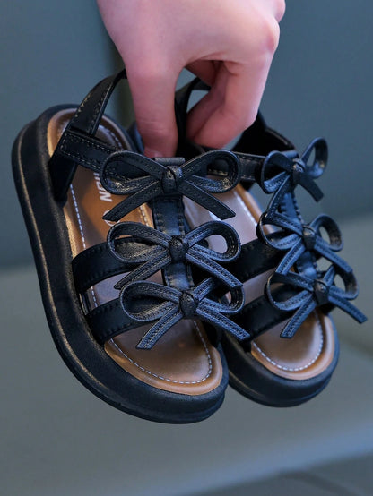 Girls' Sandals Beach Shoes Spring Summer New Sweet Bow Fashion Versatile Indoor Soft Sole Comfortable