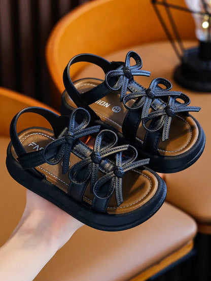 Girls' Sandals Beach Shoes Spring Summer New Sweet Bow Fashion Versatile Indoor Soft Sole Comfortable