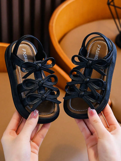 Girls' Sandals Beach Shoes Spring Summer New Sweet Bow Fashion Versatile Indoor Soft Sole Comfortable
