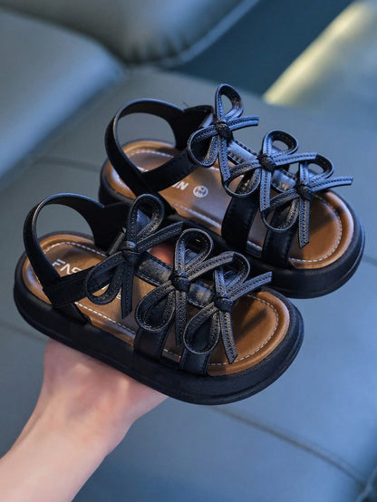 Girls' Sandals Beach Shoes Spring Summer New Sweet Bow Fashion Versatile Indoor Soft Sole Comfortable