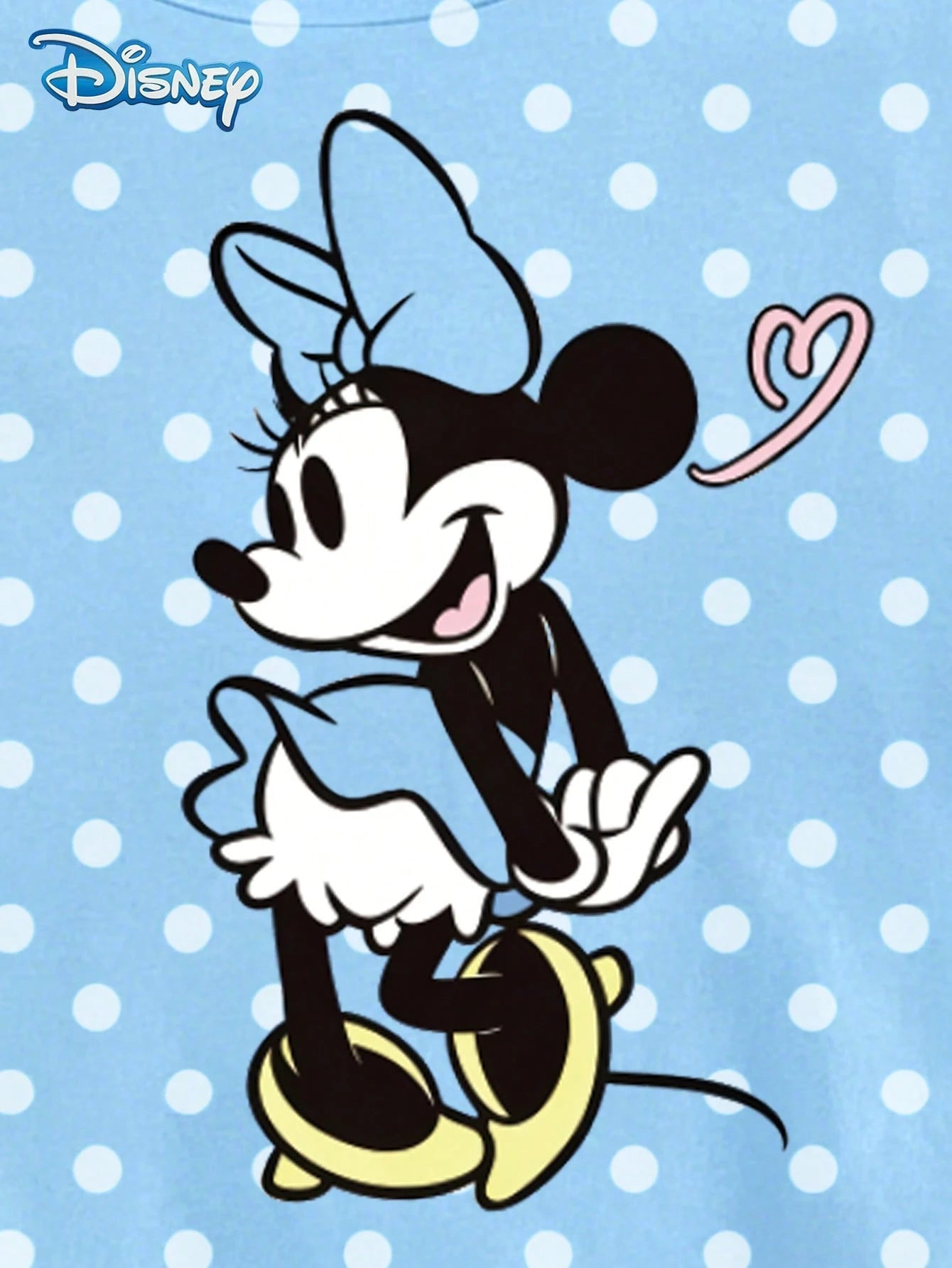 Girls T-Shirt Set, Summer Baby Girls Clothes, Disney New Retro Style, Loose Drop Shoulder Round Neck Blue Polka Dot Minnie Mouse Short Sleeve + Polka Dot Shorts, Casual Daily Outing, Vacation, Party