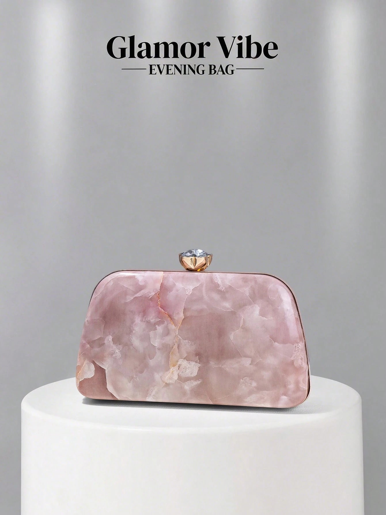 Glamor Vibe Women's Party Clutch, Pink Marble Pattern Hard Shell Evening Clutch Bag (Random Pattern), Essential Wedding Accessory, Valentine's Day Gift, Suitable For Weddings, Vacations, Graduations
