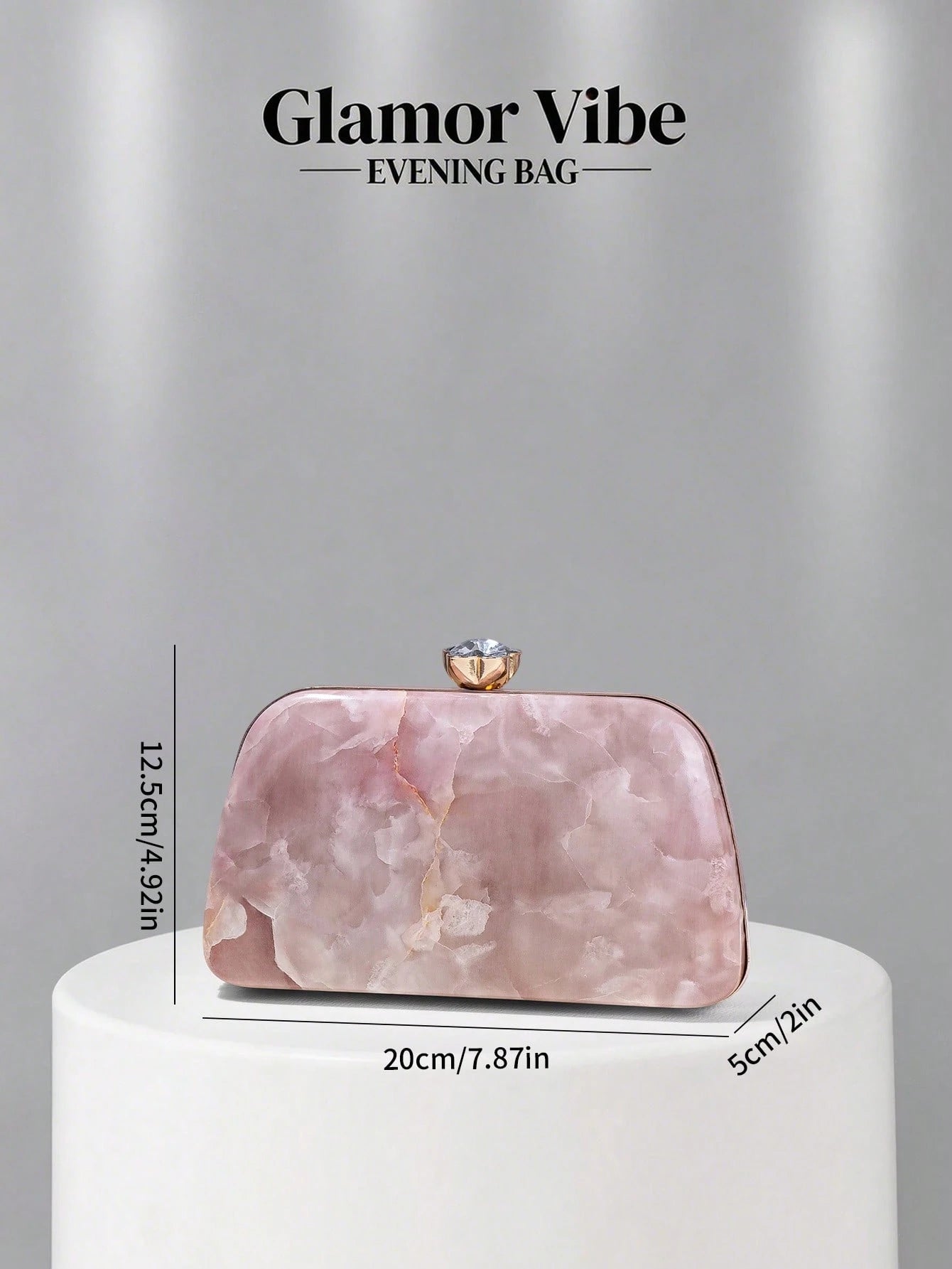 Glamor Vibe Women's Party Clutch, Pink Marble Pattern Hard Shell Evening Clutch Bag (Random Pattern), Essential Wedding Accessory, Valentine's Day Gift, Suitable For Weddings, Vacations, Graduations
