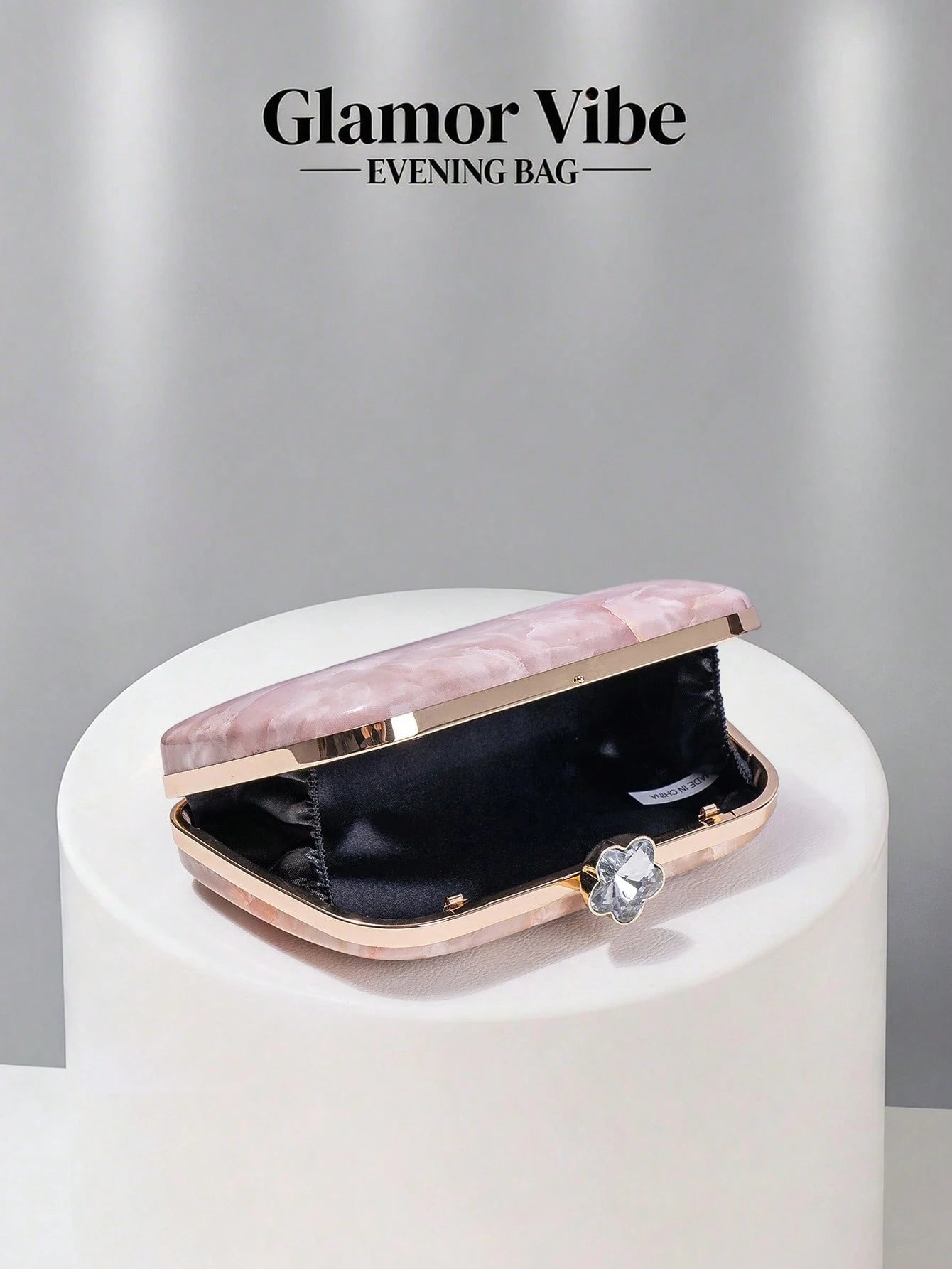 Glamor Vibe Women's Party Clutch, Pink Marble Pattern Hard Shell Evening Clutch Bag (Random Pattern), Essential Wedding Accessory, Valentine's Day Gift, Suitable For Weddings, Vacations, Graduations