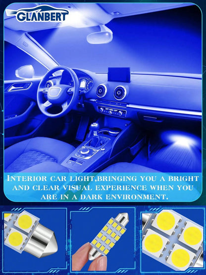 GLANBERT 42/24pcs LED Roof Light Bulb Set, LED Double Tip Bulbs, Suitable For Interior Dome Light, Map Light, Dashboard Light, Trunk Light, Cargo Door Light, Welcome Light, License Plate Light, Etc. (