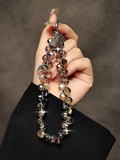 Glitter Beaded Phone Accessories Chain- Shiny Transparent Beads, Phone Lanyard, Keychain, Compatible With Apple/ Phone Cases, Plastic Material