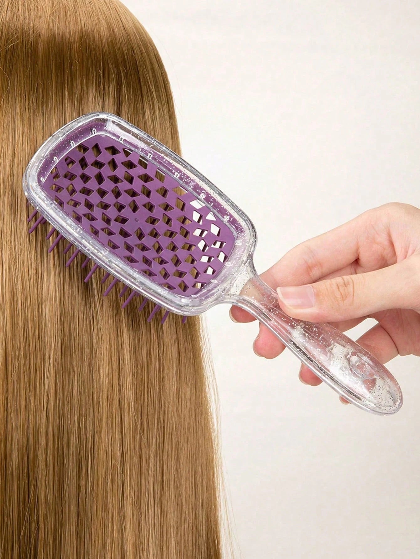 Glossy Hair Comb, Transparent Glossy Hollow Hair Styling Comb, Home Hair Styling Comb, Anti-Static Scalp Massage Comb, Suitable For Dry And Wet Styling, Suitable For Straight And Normal Hair- Ladies