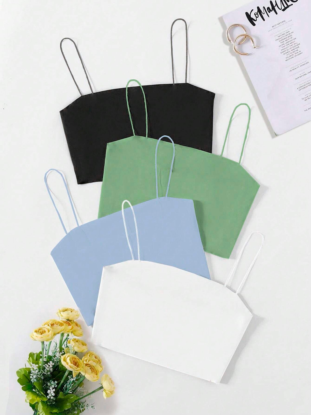 GlowEve 4pcs Solid Crop Cami Top