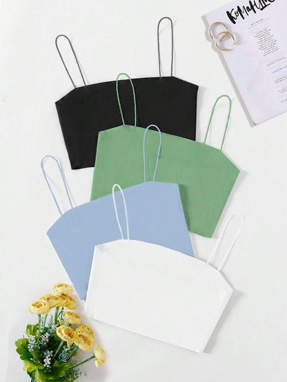 GlowEve 4pcs Solid Crop Cami Top