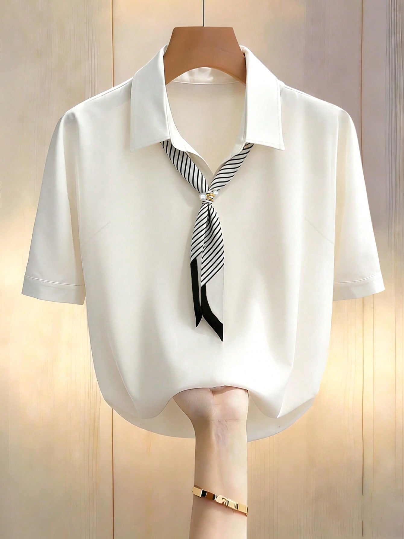GlowEve CURVE Plus Size Women's Tie Design Casual Versatile Everyday Outing Shirt