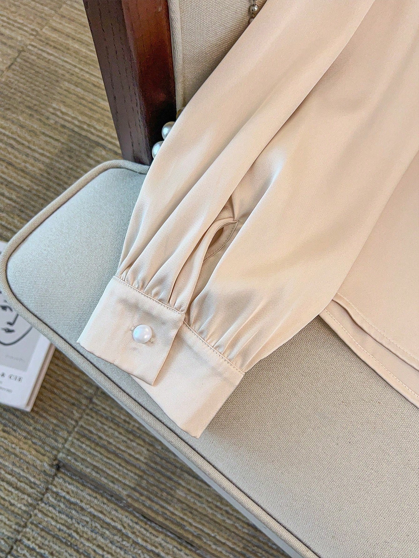 GlowEve CURVE Plus Size Women Satin Asymmetric Collar Glossy Blouse, Elegant For Party, Afternoon Tea, Commute, Apricot Long Sleeve Shirt Fall