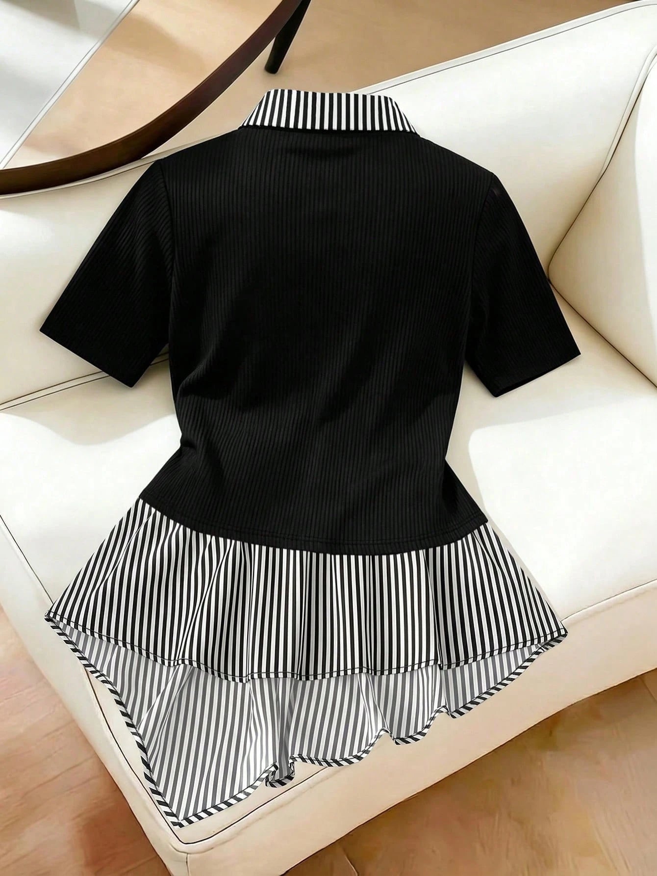 GlowEve CURVE Plus Size Women Striped Patchwork Short Sleeve Casual Top, Summer