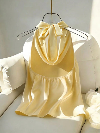 GlowEve CURVE Women's Summer Casual Vacation Style Elegant Spaghetti Strap Backless Camisole Top, Plus Size