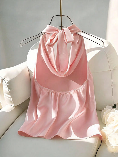 GlowEve CURVE Women's Summer Casual Vacation Style Elegant Spaghetti Strap Backless Camisole Top, Plus Size