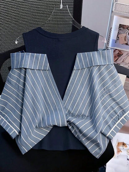 GlowEve Striped 2 In 1 Shirt Vacation Outfits For Women