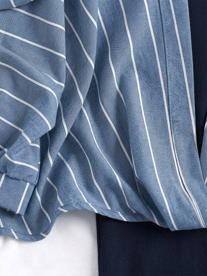 GlowEve Striped 2 In 1 Shirt Vacation Outfits For Women