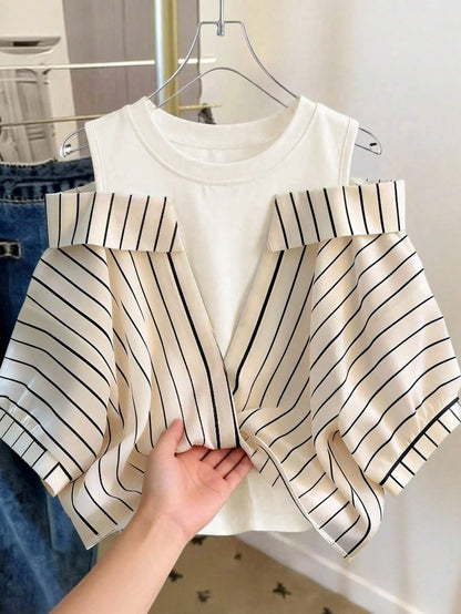 GlowEve Striped 2 In 1 Shirt Vacation Outfits For Women