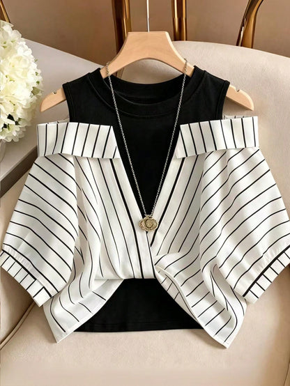 GlowEve Striped 2 In 1 Shirt Vacation Outfits For Women