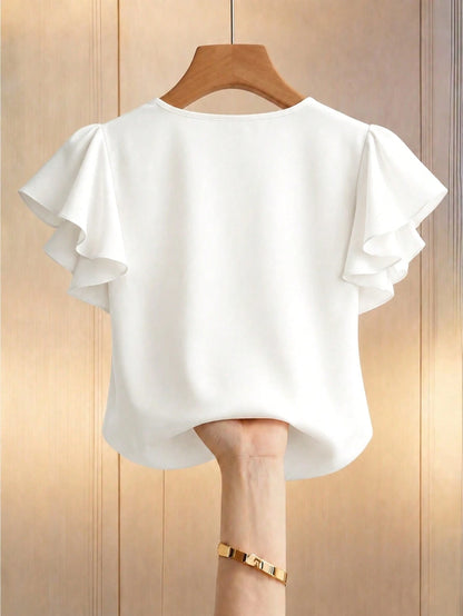 GlowEve Women's Casual Faux Pearl Decorated Blouse, Versatile For Daily Wear