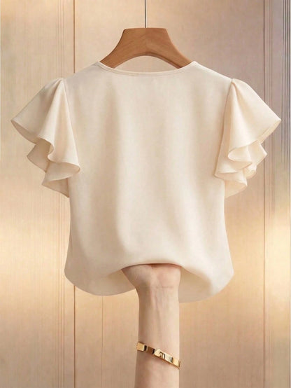 GlowEve Women's Casual Faux Pearl Decorated Blouse, Versatile For Daily Wear