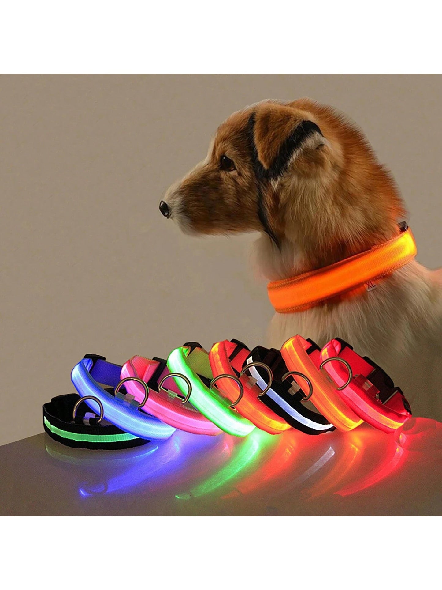 Glowing LED Pet Collar, Battery Powered, Polyester Reflective Dog Walking Necklace, Voltage ≤36V, Nighttime Visibility Safety Accessory
