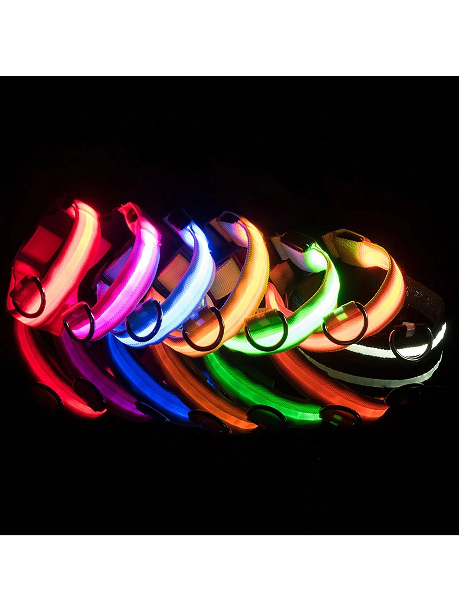 Glowing LED Pet Collar, Battery Powered, Polyester Reflective Dog Walking Necklace, Voltage ≤36V, Nighttime Visibility Safety Accessory