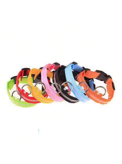 Glowing LED Pet Collar, Battery Powered, Polyester Reflective Dog Walking Necklace, Voltage ≤36V, Nighttime Visibility Safety Accessory