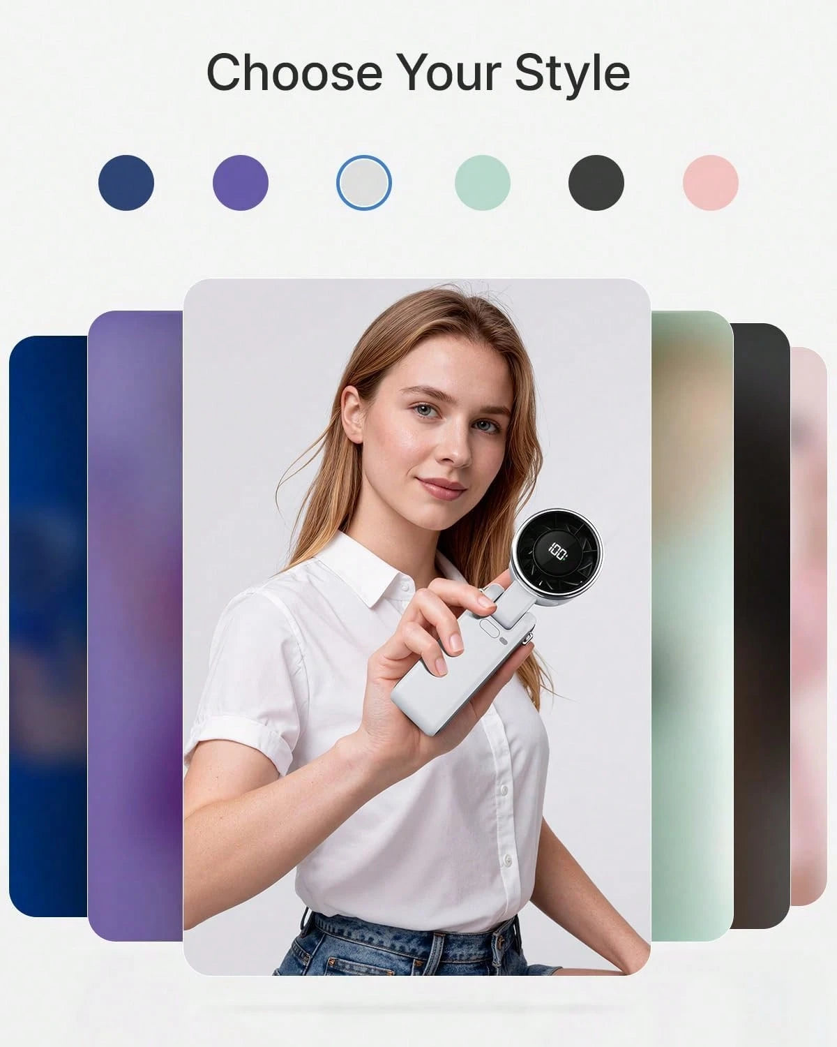 GMOX-5000mAh Portable Handheld Fan, 5 Speeds Cooling, 3-In-1 Personal Fan (Hand/Neck/Desk), 12H Long Lasting Rechargeable Small Fan Travel & Beach, Lightweight 0.6lb