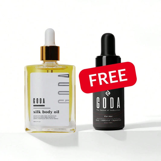 GODA Silk Body Oil 50ml – Relaxing Unisex Fragrance Oil With Lavender, Chamomile, Bergamot & Vanilla – Perfect For Meditation, Yoga, Cozy Evenings & Self-Care – FREE Gift: GODA For Her Perfume For Wom