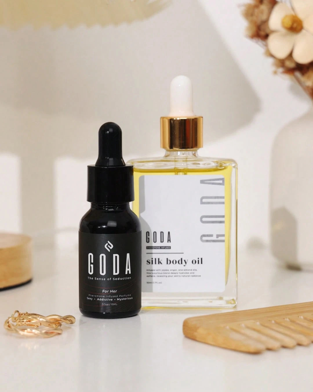 GODA Silk Body Oil 50ml – Relaxing Unisex Fragrance Oil With Lavender, Chamomile, Bergamot & Vanilla – Perfect For Meditation, Yoga, Cozy Evenings & Self-Care – FREE Gift: GODA For Her Perfume For Wom
