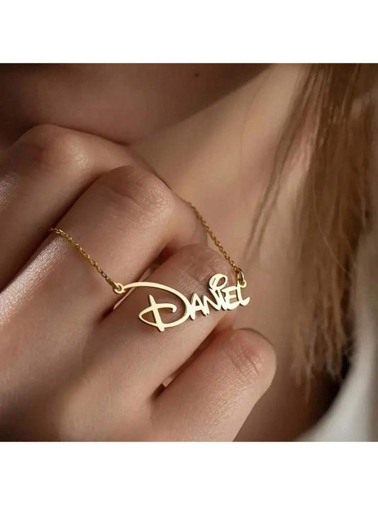 Gold Silver Personalized Name Necklace, Custom Stainless Steel English Letter Pendant, Graduation Gift, Minimalist Jewelry, Birthday Gift