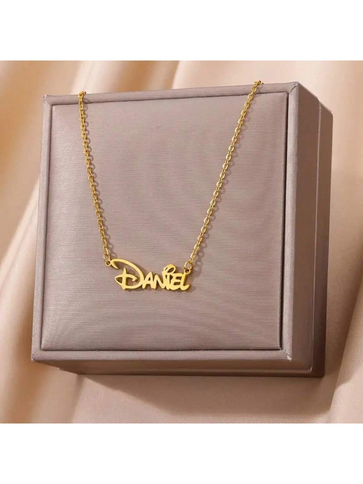Gold Silver Personalized Name Necklace, Custom Stainless Steel English Letter Pendant, Graduation Gift, Minimalist Jewelry, Birthday Gift
