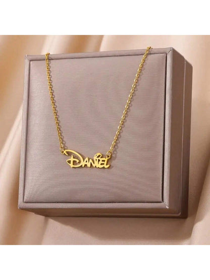 Gold Silver Personalized Name Necklace, Custom Stainless Steel English Letter Pendant, Graduation Gift, Minimalist Jewelry, Birthday Gift