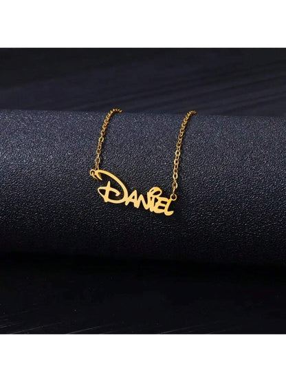 Gold Silver Personalized Name Necklace, Custom Stainless Steel English Letter Pendant, Graduation Gift, Minimalist Jewelry, Birthday Gift