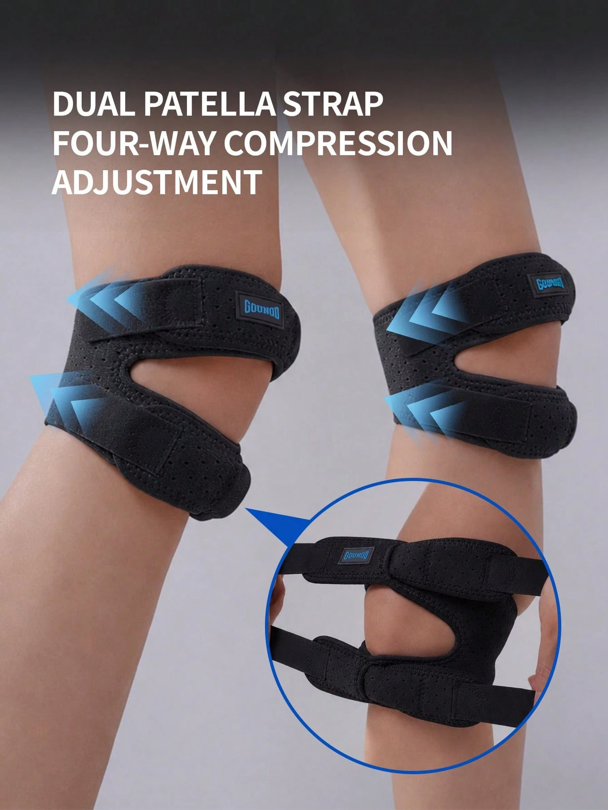 GOUNOD Basic Model Knee Support Brace- Unisex Patella Stabilizer For Sports-Soccer, Basketball, Running, Tennis, Volleyball & Squats.